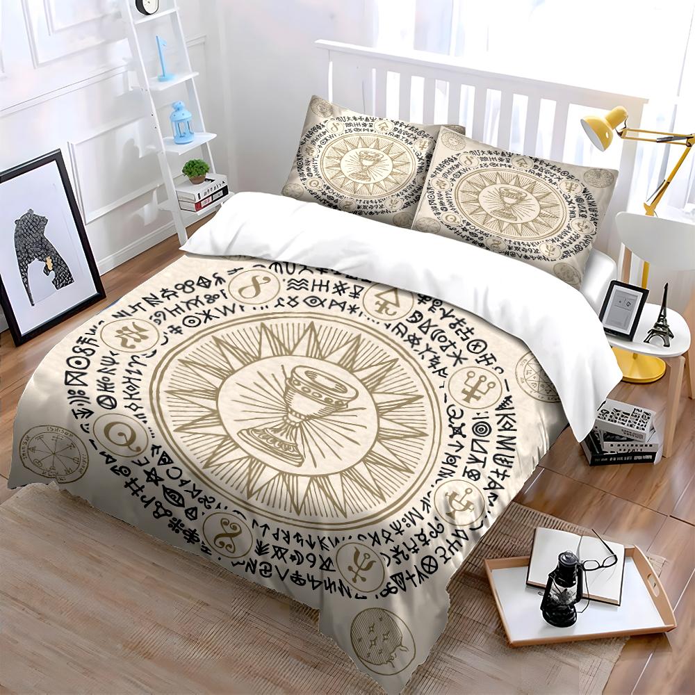 Mystic Symbol Pattern Bedding Set Bedding set (1 duvet cover, 2 pillowcases, duvet not included)