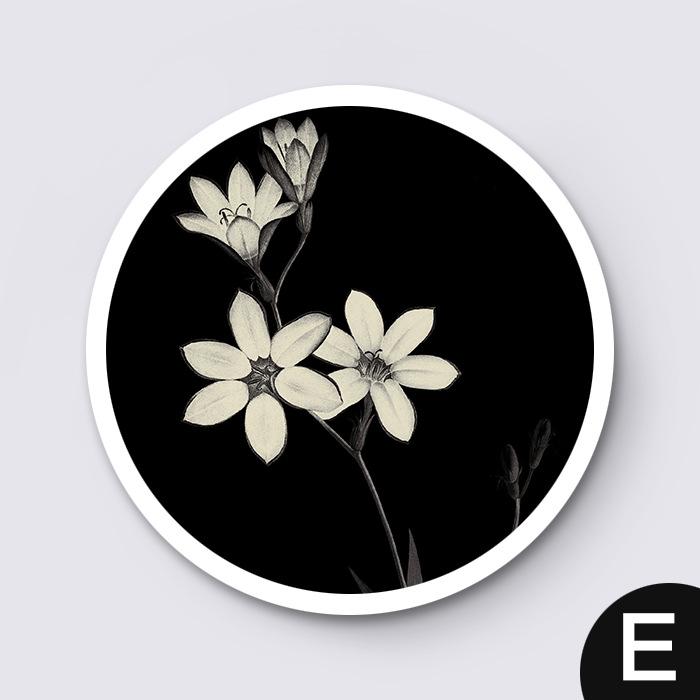 Скандинавская картина на холсте, черно-белое растение, круглый декоративный постер, простой современный подвесной и ресторан, скандинавское настенное искусство