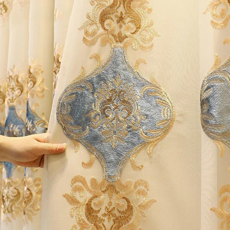 Шторы двухслойные вышитые шторы для спальни, дома, затемняющие шторы для гостиной с карнизом из пряжи