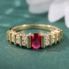 Classic Inlaid White Red CZ Women's Ring Trendy Gold Color Geometry Daily Wear Party Jewelry Anniversary Gift