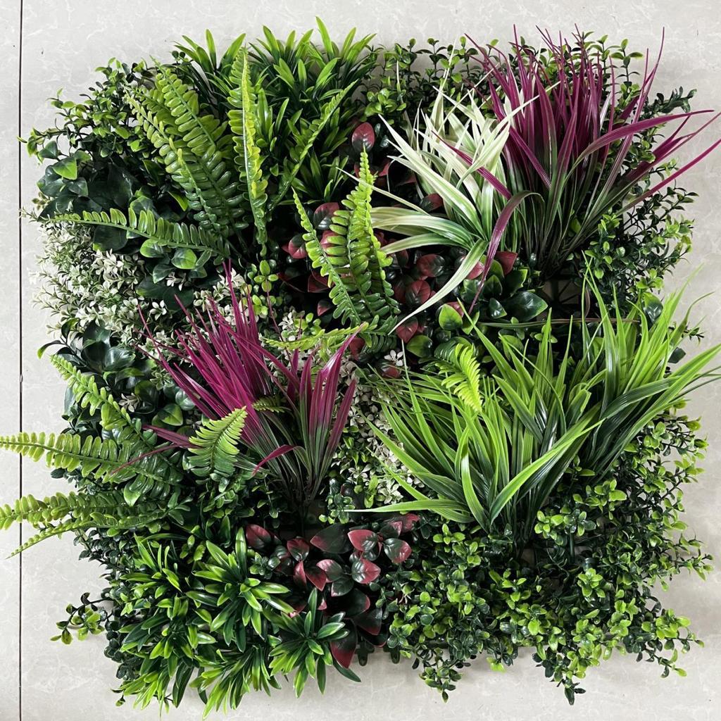 50×50cm Artificial Green Plant Wall - Plastic Vertical Garden, Fake Flower Wall, Synthetic Turf Background