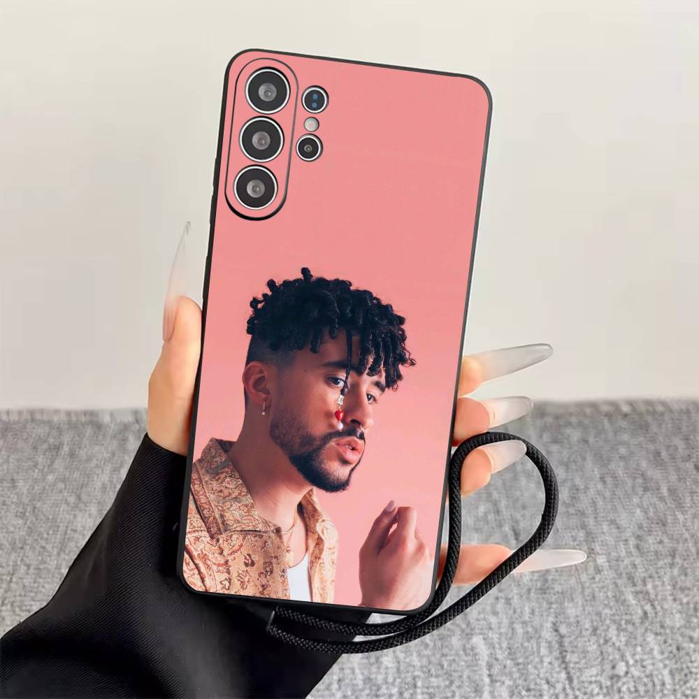 B-Bad Bunny Чехол для телефона Черный Силиконовый Мягкий Для Samsung S25,S24,S21,S22,S23,S30,Ultra,S20,Plus,Fe,Lite