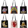 Halloween Series Letter Printed Women Handbag Large Capacity Eco Reusable Shoulder Bags