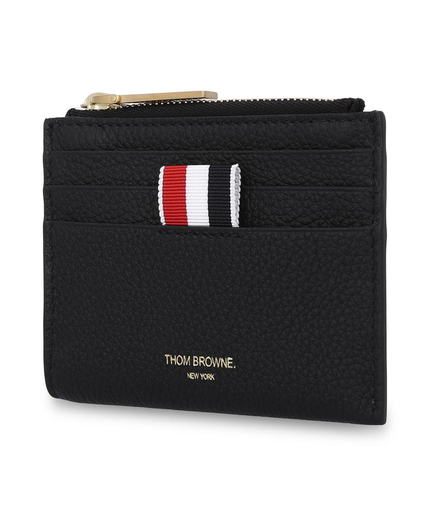 Thom Browne Soft Pebble Grain Leather Zip-Up Card Holder - Black / Uaw099Al0105001