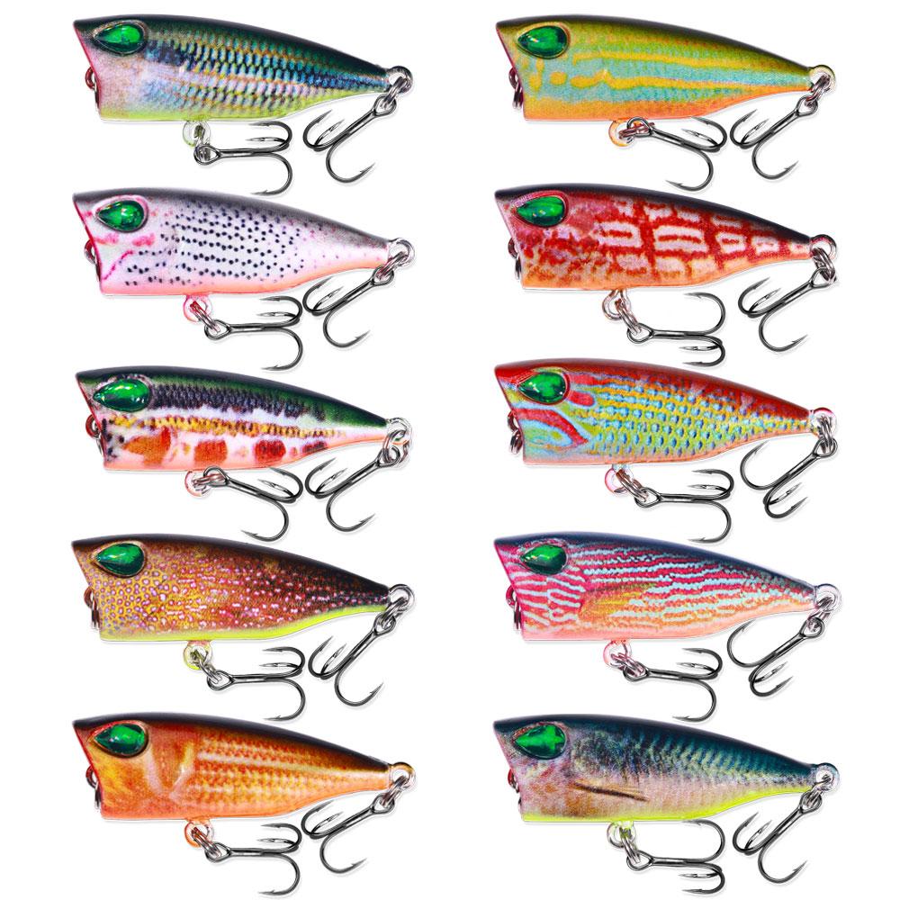 10 шт. Popper De Pesca, искусственный верхний водный окунь, форель, щука, воблер, 4 см, 3,2 г, приманка для плавания, оборудование для соленой и пресной воды