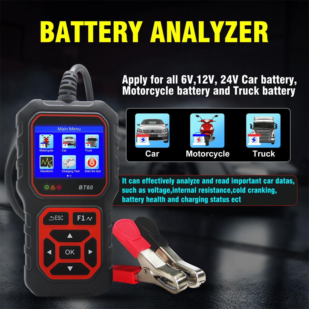 1x Универсальный цифровой анализатор-тестер аккумулятора для автомобиля, мотоцикла и грузовика 5-36 В