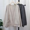 Gray Knitted Cardigan Autumn and Winter New Loose Lazy Style Design Temperament Sweater Jacket Women