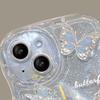 Роскошный прозрачный мягкий чехол с бабочкой и блестками для iPhone 15 14 13 12 11 Pro Max XR XS X 7 8 Plus, силиконовый чехол с ремешком-цепочкой