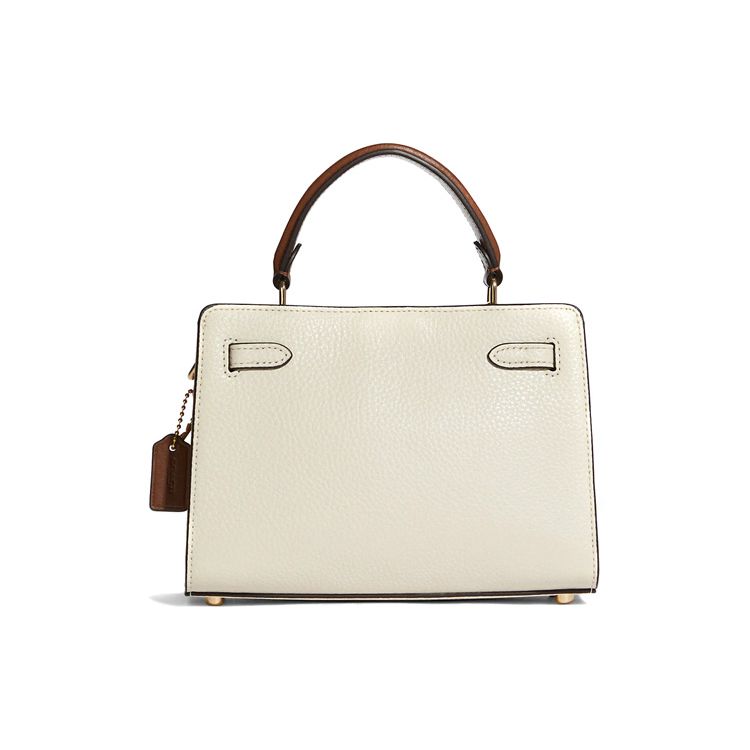 Coach Lane 20 Fashion Color Block Gold Buckle Smooth Pebble Leather Tote Shoulder Crossbody Bag Medium Women bags Chalk-White Copper C8319-IMTVF