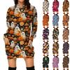 Women's Autumn And Winter Hooded Sweatshirt Dress Halloween Print Dress