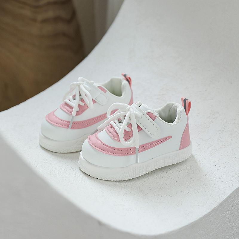 Girls' leather panel shoes, new spring and autumn children's shoes, boys' fashionable casual lightweight breathable sports shoes