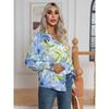 Spring and Autumn Women's Shirt Fashion Printed Lantern Sleeve Shirt Long Sleeve Shirt