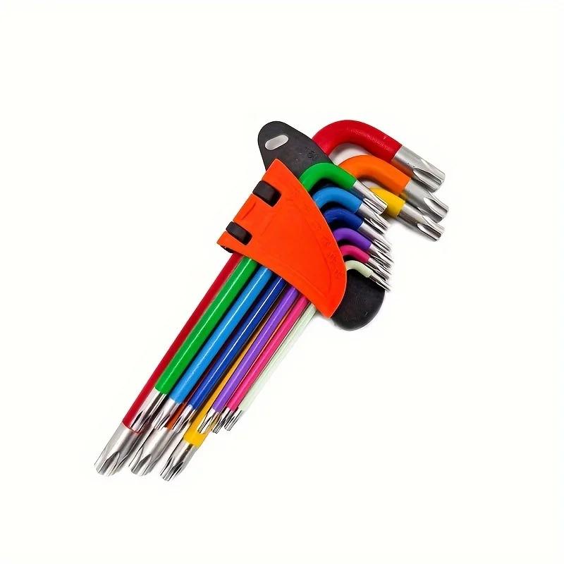 Набор шестигранных ключей L, комплект шестигранных ключей, 9 шт., набор шестигранных ключей с длинной рукояткой, шестигранный ключ от 1,5 мм до 10 мм, ручные инструменты для ремонта велосипедов