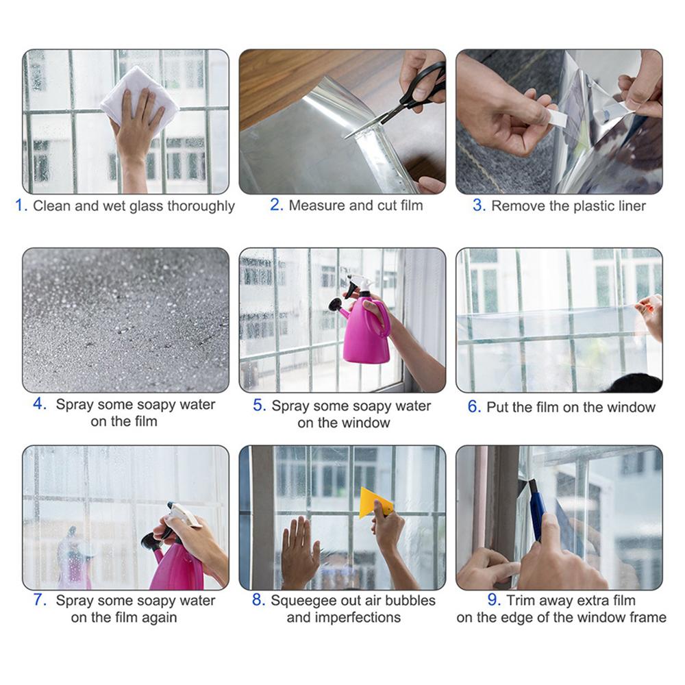 45x300cm Window Privacy Film Office Home Balcony One Way UV Blocking Static Cling Glass Film