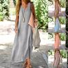 Summer Fashion Women's Large Size Dress New Cotton Linen Color Dress