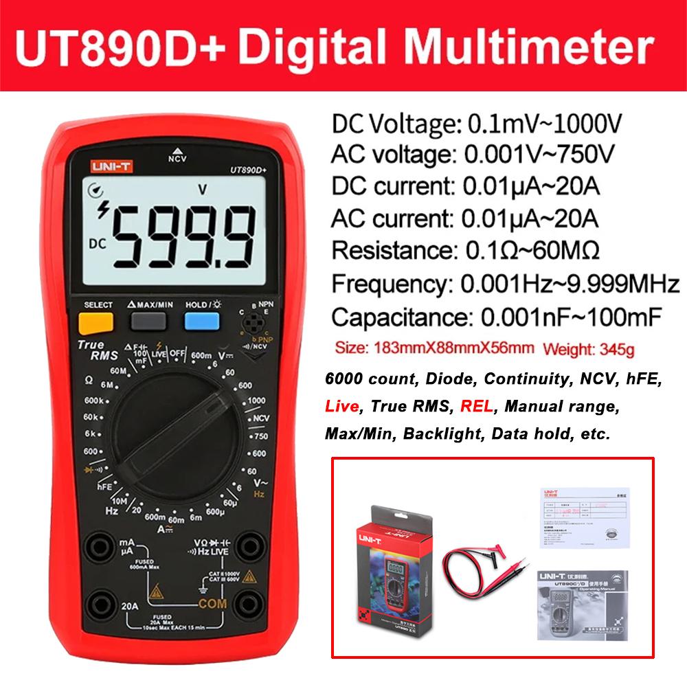Профессиональный цифровой мультиметр UNI-T UT890C UT89X UT89XD UT105+ UT107+ UT61B+ UT61D+ UT61E+ Вольтметр Амперметр Электрический тестер