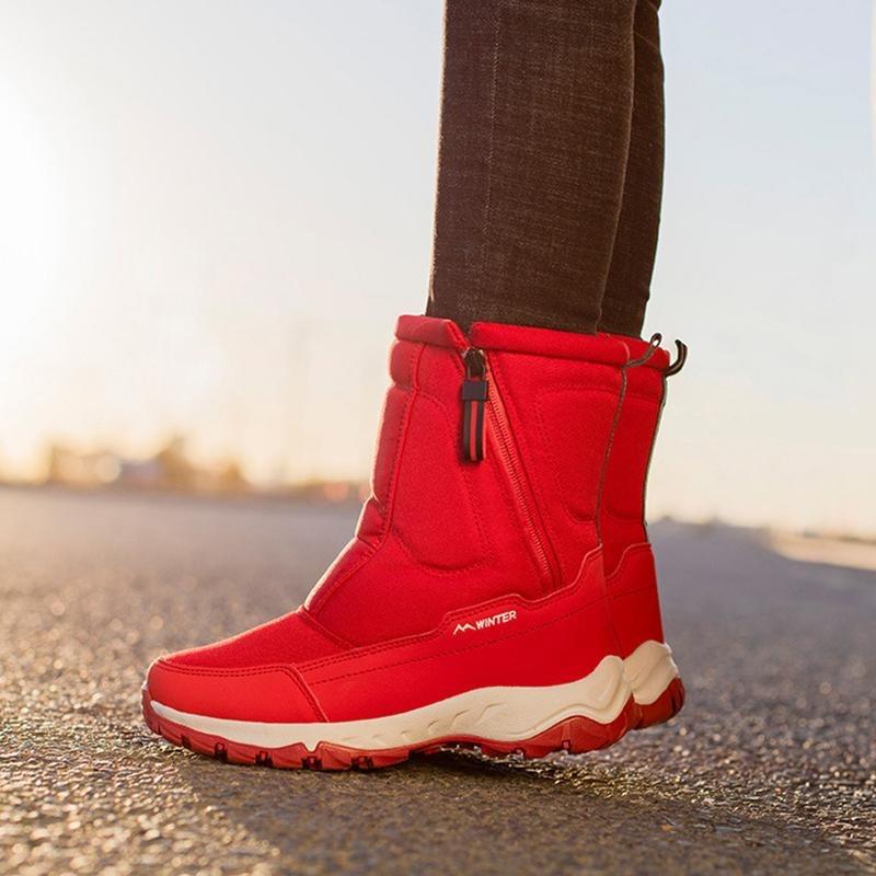 Зимние утепленные зимние сапоги, плюшевые теплые нескользящие и водонепроницаемые мужские и женские короткие хлопковые туфли на трубке