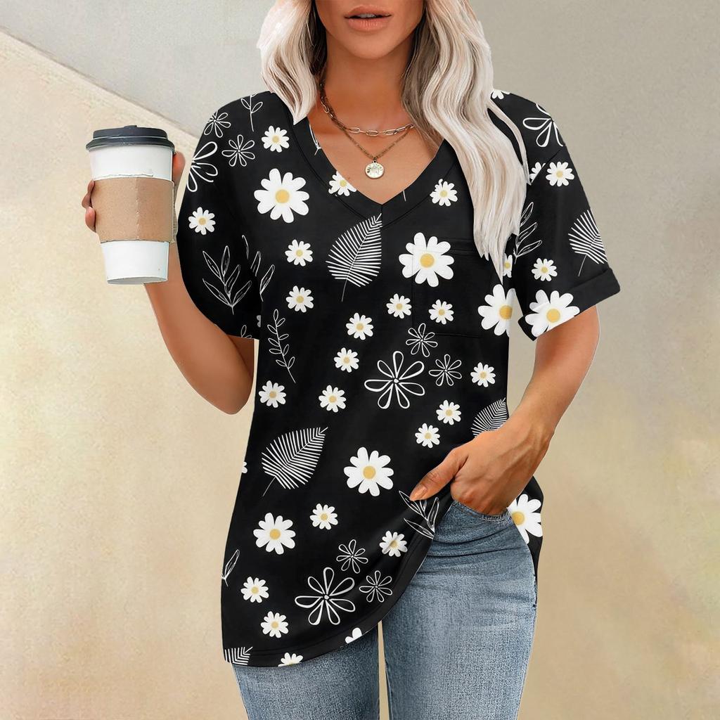 Женские футболки с V-образным вырезом и коротким рукавом, летние топы, повседневные базовые футболки, модные