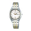 SEIKO SELECTION STPX033 женские наручные часы сделано в Японии на солнечной батарее парные сапфировое стекло календарь даты и дней серебристый желтое золото белый циферблат нержавеющая сталь