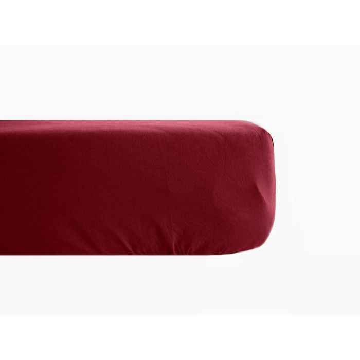 Fitted Sheet Percale Pure Combed Cotton Long Fibers 80 Threads/cm² with 35 Cm Pocket South Wind - Carmine - 140 X 190 Cm Pocket of 3