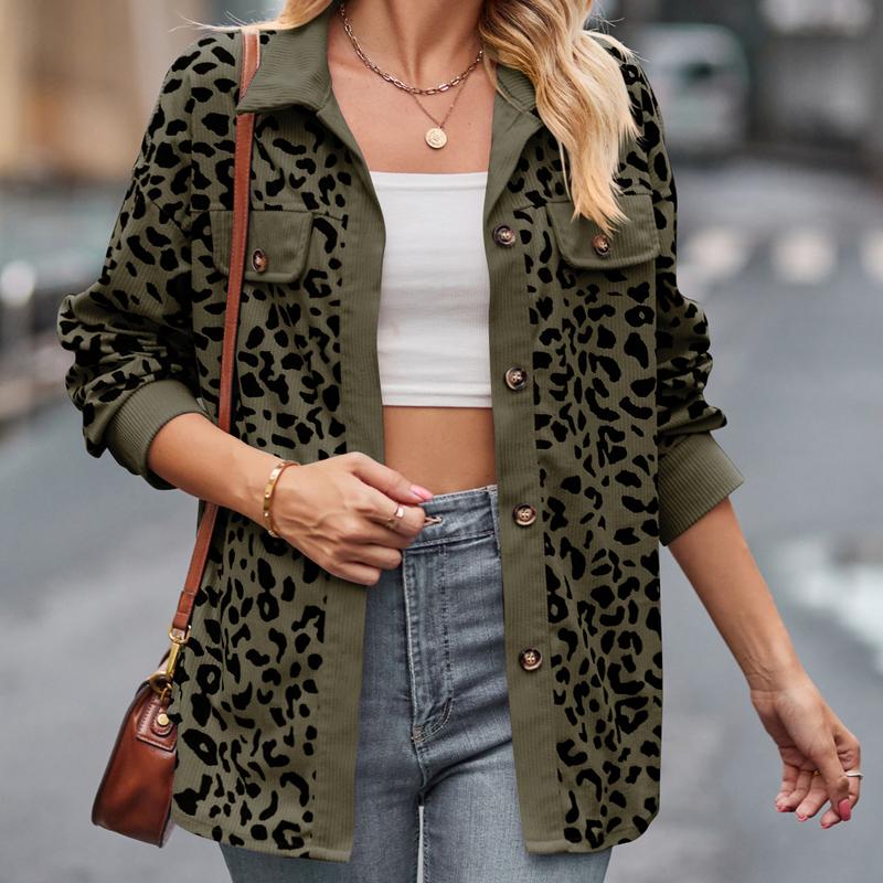 Куртка-рубашка с леопардовым принтом на пуговицах с длинными рукавами, женская, осень 2025, новые европейские и американские женские топы