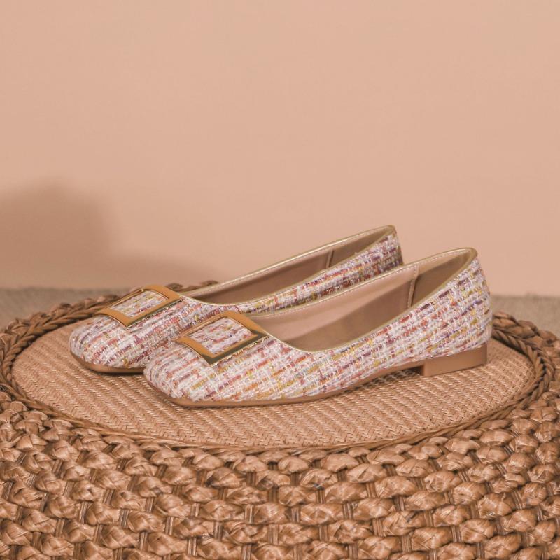 Мягкая подошва, не вызывающая усталости, женская обувь, удобная и универсальная, плоская обувь, квадратная пряжка, повседневная универсальная обувь, толстые каблуки, одинарные туфли