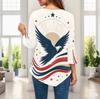 Womens Plus Size Casual Three Quarter Sleeve Blouse Pointed Hem Soft Breathable Daily Ladies Outfit Top
