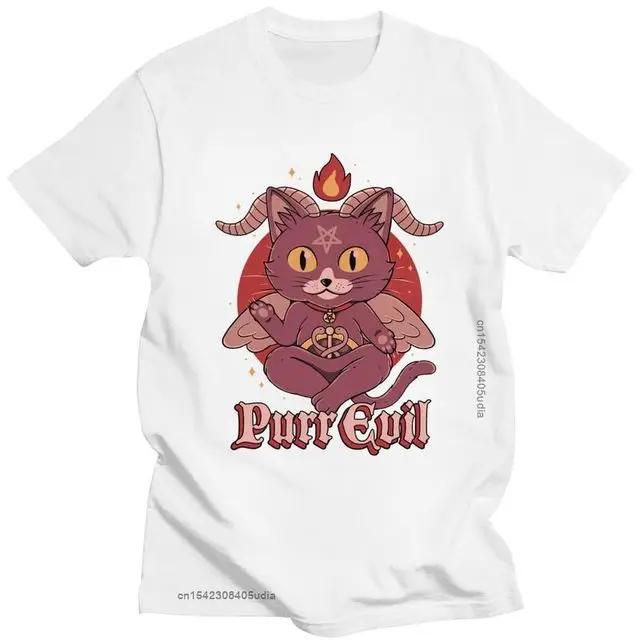 Мужская футболка с коротким рукавом, крутая футболка Бафомета, кавайная футболка сатаны, демона, призрака, оккультной козы, графические рубашки, кавайная одежда, рубашка в стиле аниме