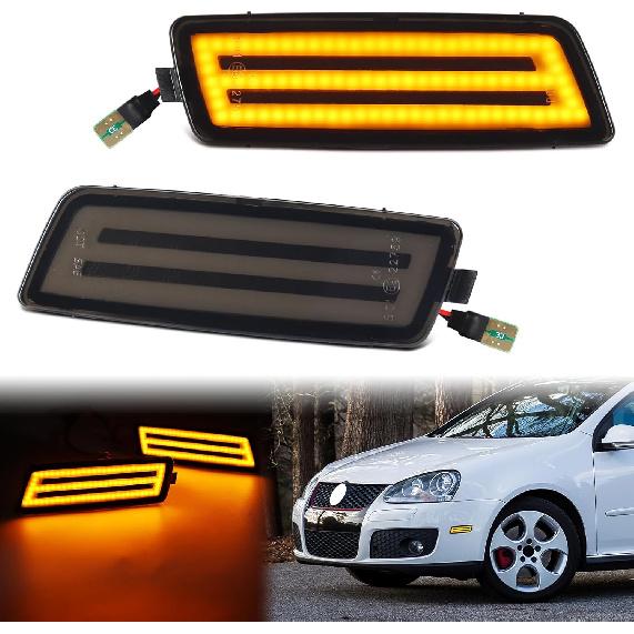 Smoked Lens Amber Full LED Front Side Marker Light for Volkswagen 2006-2009 MK5 Golf GTI Rabbit 2005-2010 Jetta 2008 R32