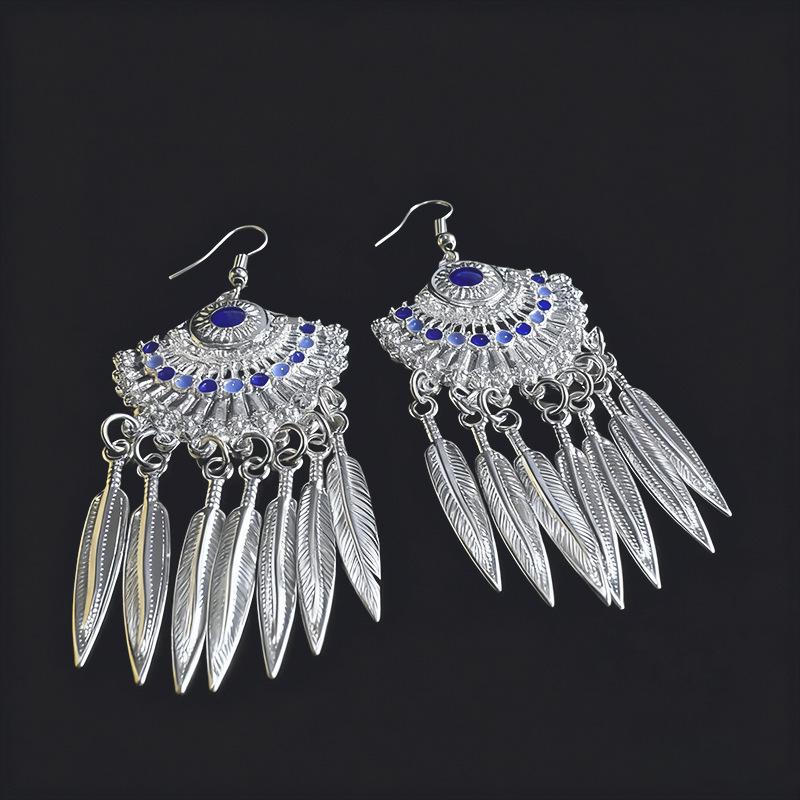 Vintage Ethnic Peacock Butterfly Bird Dangle Earrings Exaggerated Tassel Drop Earrings For Women Fashion Jewelry