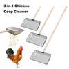 3-in-1 Large Chicken Poop Scooper Stainless Steel Chicken Cleaning Shovel with Wooden Handle Litter Scoop Poultry Waste Remover