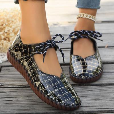 Модные повседневные туфли-лодочки на шнуровке на низком каблуке для женщин 2025 лето танкетка мягкая подошва туфли с круглым носком удобные нескользящие обувь для мамы большой размер