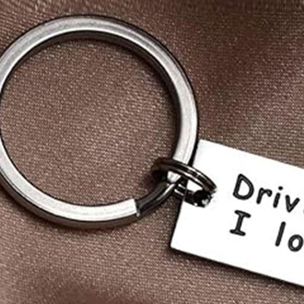 Double Sided Mirror Polishing Drive Safe Keychain Letter Keychain Anniversary