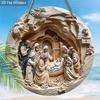 Nativity Wooden Christmas Sign - Jesus Navidad Round Sign for Front Door Wall Hanging Decor - Ideal Christmas Gift