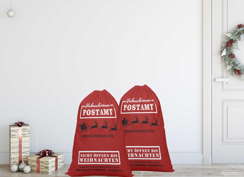 Printtoo 2 шт. Подарочный мешок Санты для детей, рождественские подарки, рождественский мешок, персонализированные сумки, большие 27x20 дюймов