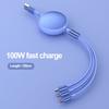 Кабель для передачи данных, 100 Вт, алюминиевый корпус, сверхбыстрая зарядка 3-в-1, растягивающийся кабель с низким энергопотреблением, кабель типа C/Micro USB/8-контактный