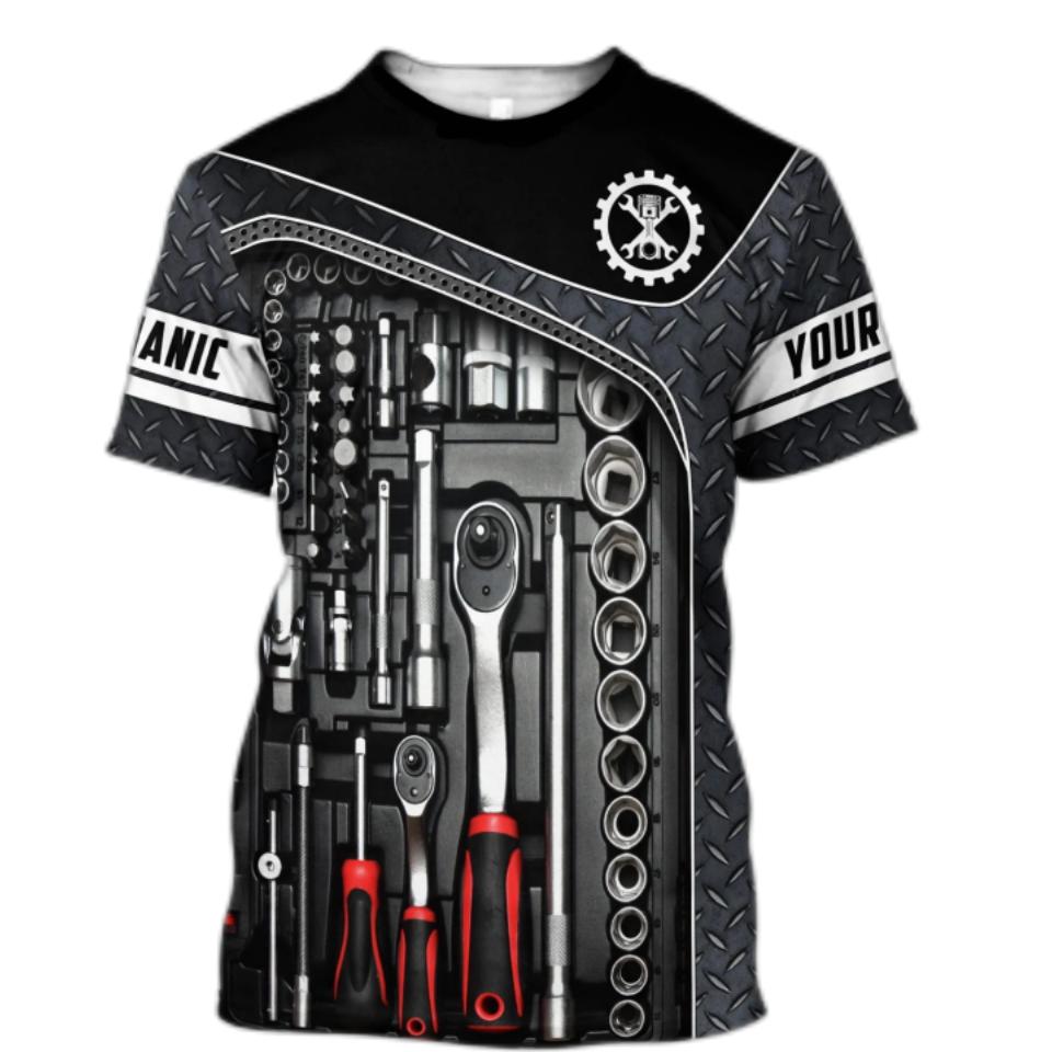 Летняя мода 2023, мужская футболка с персонализированным именем «Механик», топы с 3D принтом, футболки унисекс, уличная повседневная спортивная футболка