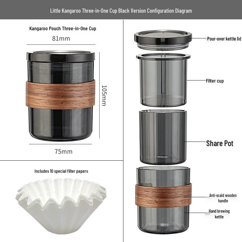 Portable 3-in-1 Retro Pour-Over Coffee Maker Set with Filter Cup