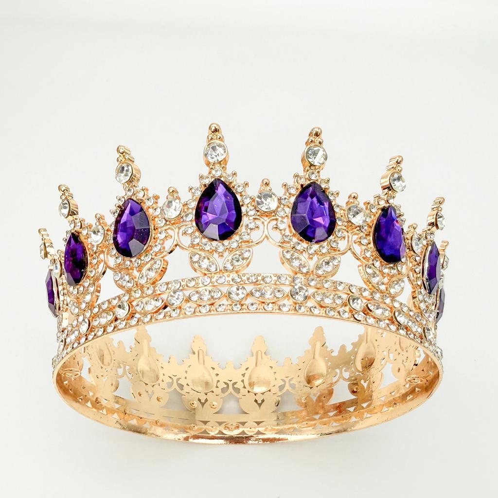 Full Circle Crown Tiara Colorful Baroque Retro Full Diamond Jewelry Wedding Accessories Crown Bridal Crown