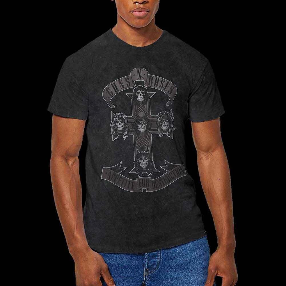 Guns N' Roses Monochrome Cross T-Shirt Black New