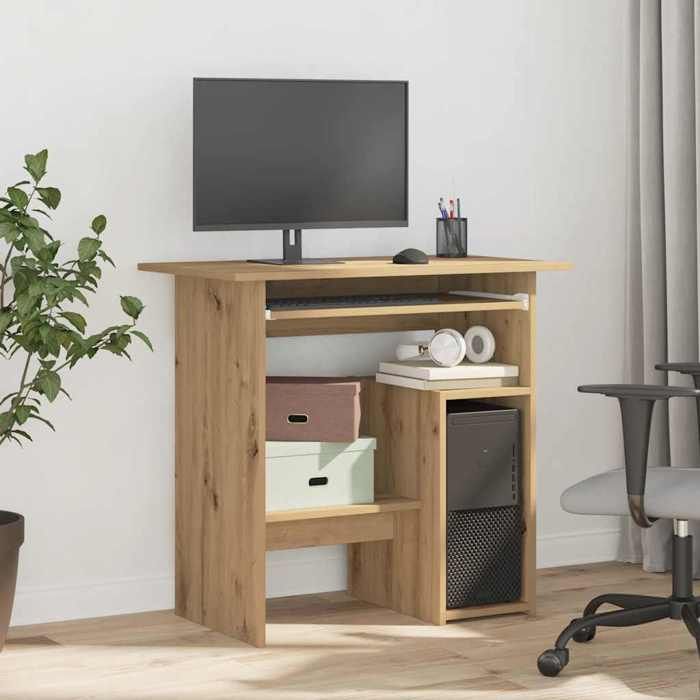 VidaXL Bureau chêne artisanal 80x45x74 cm bois d'ingénierie, bureau d'écriture, bureau d'ordinateur, bureau à domicile, 855995