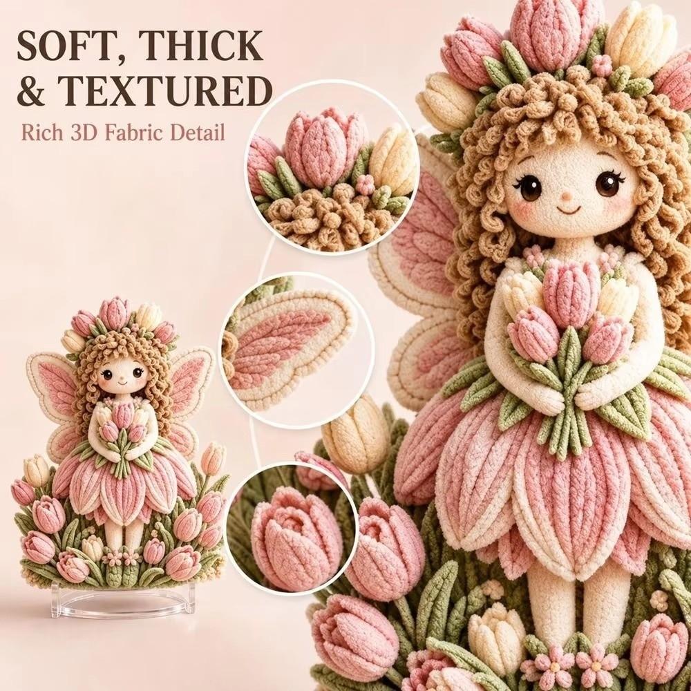 Stereo Visuals Flower Fairy Poke Art Kit Thick Board Embroidery Craft Set  Desk Styling
