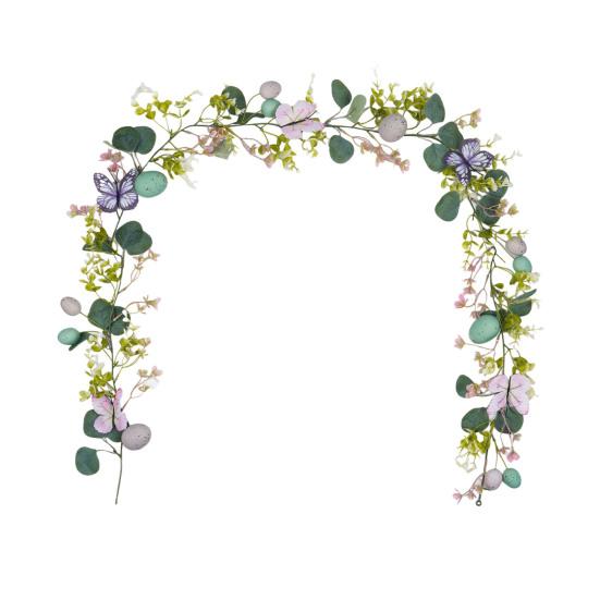 Пасхальная гирлянда Искусственная гирлянда с яйцами, ушками ягненка, листьями для весеннего камина, окна, стены, интерьера, улицы