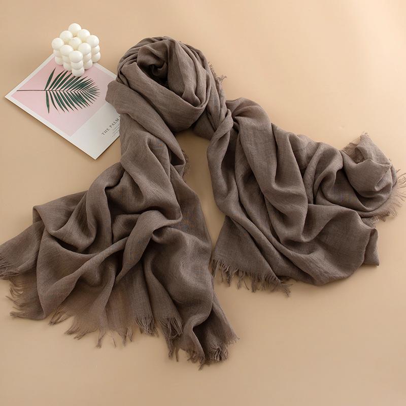Solid Color Cotton And Linen Scarf Women'S High-End Sense Thin Long Yarn Scarf Sunscreen Shawl Commuter Simple Silk Scarf
