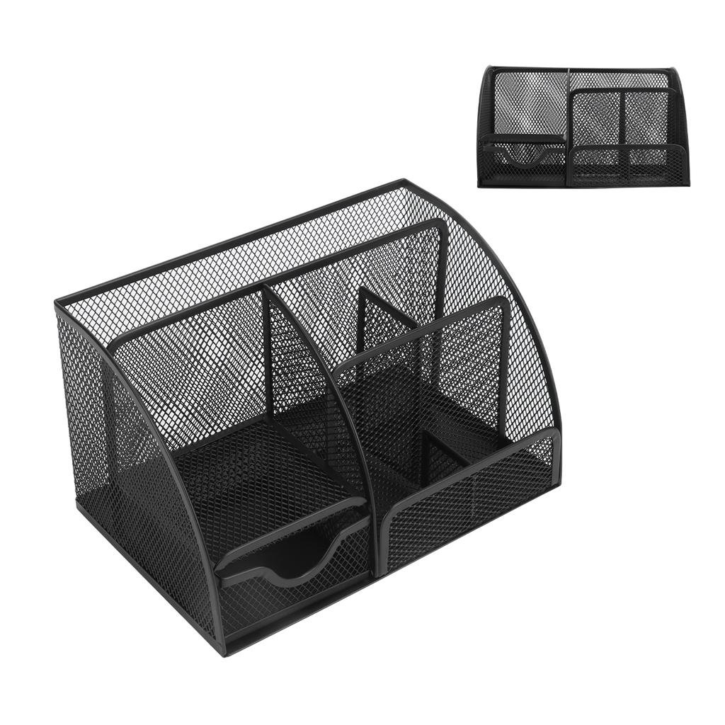 Настольный сетчатый держатель для ручек с 7 отделениями, многофункциональный, черный, для дома и офиса