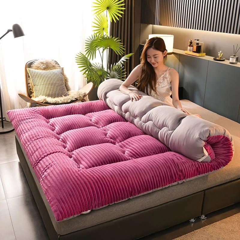 Матрас Magic Velvet Складное постельное белье Мягкий теплый наматрасник Трехмерный стеганый однотонный японский коврик татами