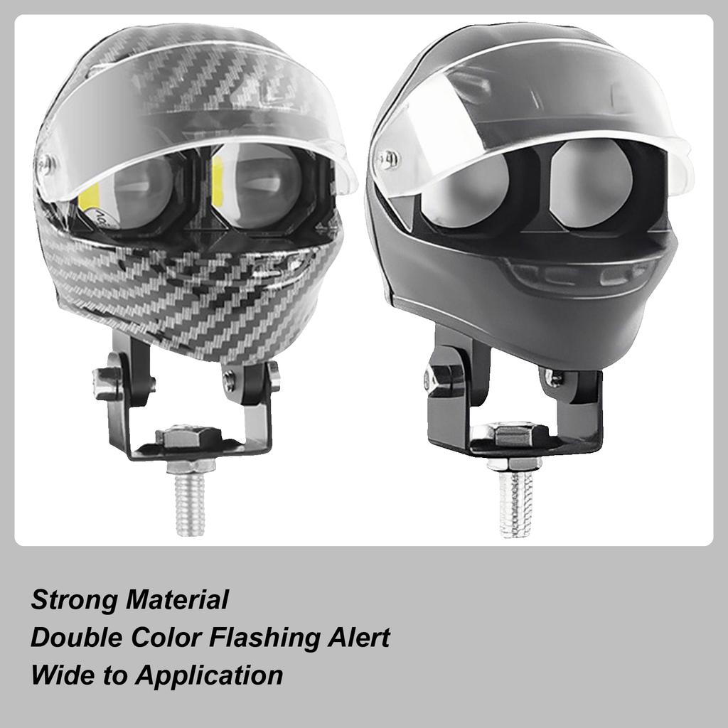 Motorcycle Fog Lights Waterproof Outdoor Spotlight Helmet Shaped Double Color Flash Motorcycle Driving Lights For Road Touring