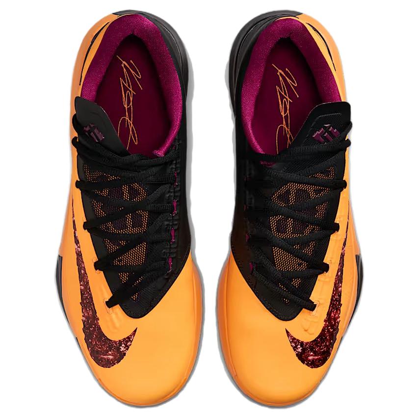 Nike KD 6 Нескользящие износостойкие низкие баскетбольные кроссовки унисекс желто-черные IB6903-800