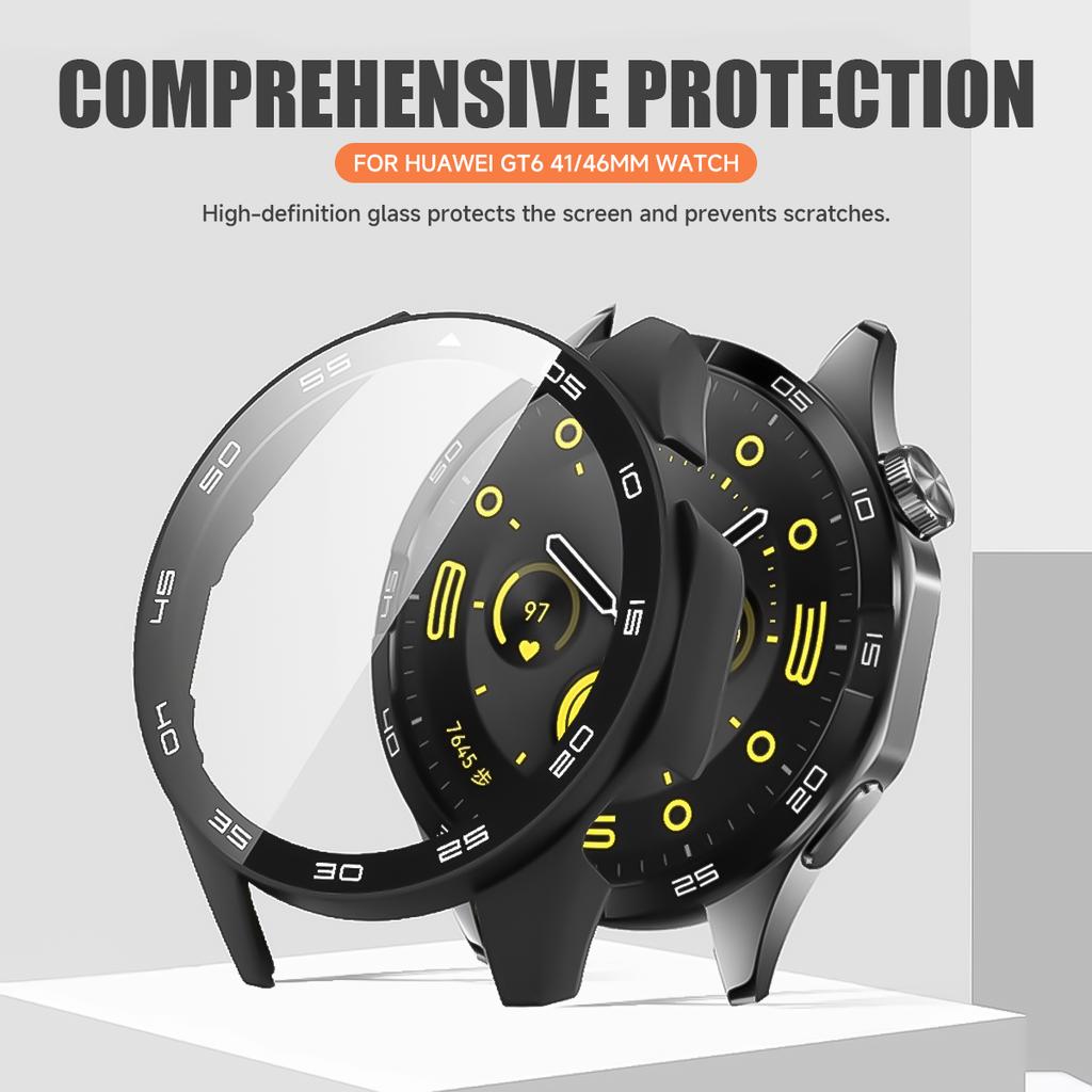 Чехол+Закаленное Стекло Для Huawei Watch GT 6 41/46мм ПК Крышка С Шкалой Жесткий Бампер Оболочка Для Huawei Band GT6 46/41мм Защитник