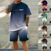New Fashion Color Gradation 3D Print Men's Suit Oversized Men's Loose Shirt Short Sleeve Summer Casual Breathable Refreshing Set
